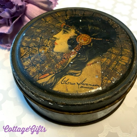 Vintage Other - 1920s Antique Art Deco Metal Tin Gloria Swanson